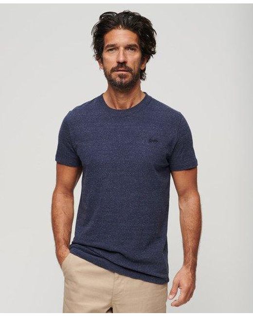 Superdry Blue Organic Cotton Essential Small Logo T-shirt for men