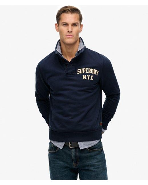 Superdry Men's Blue Vintage Athletic Henley Sweatshirt