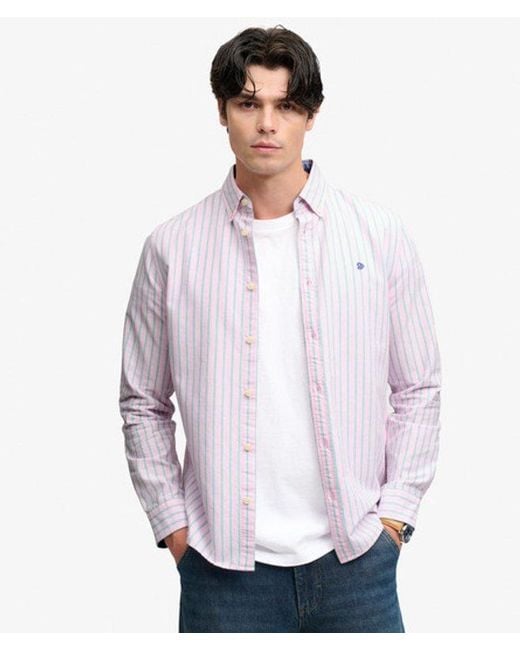 Superdry Purple & Co Preppy Oxford Long Sleeve Shirt for men