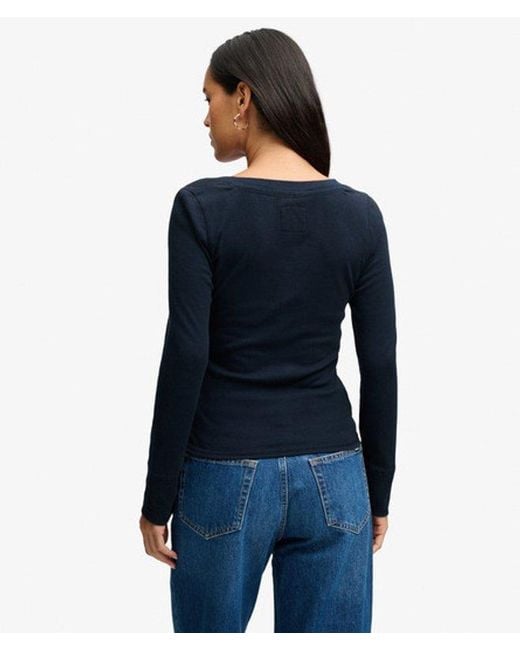 Superdry Blue & Co Athletic Button Down Long Sleeve Top