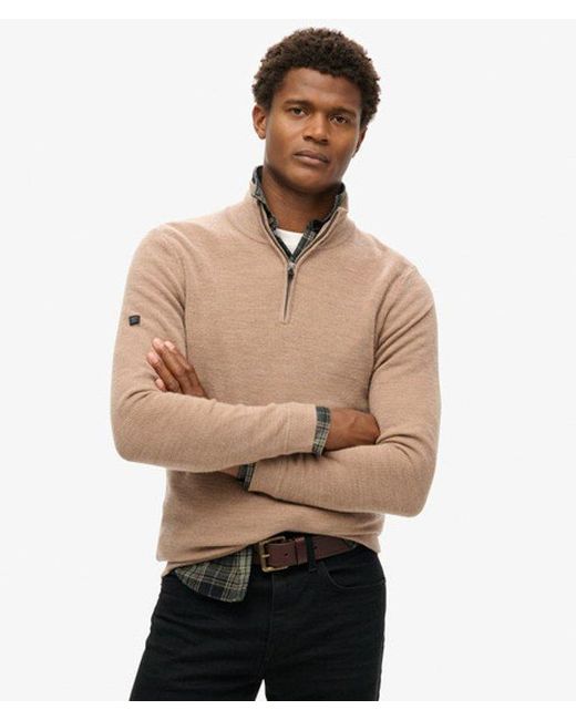 Superdry Natural & Co Merino Half Zip Jumper for men