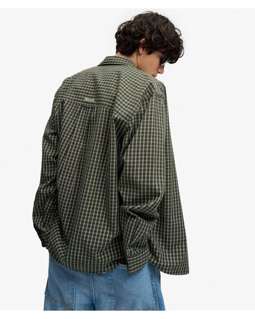 Superdry Gray Bench X & Co Bench Skater Check Long Sleeve Shirt for men