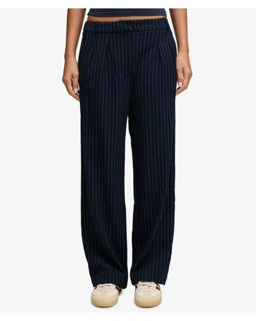 Superdry Blue & Co Mid Rise Pinstripe Trousers