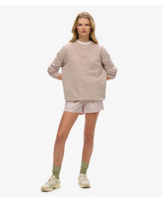 Superdry Brown & Co Oversized Micro Logo Crew Sweatshirt