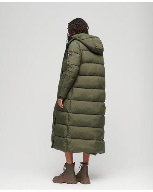 Superdry Green Classic Quilted Ripstop Longline Puffer Coat