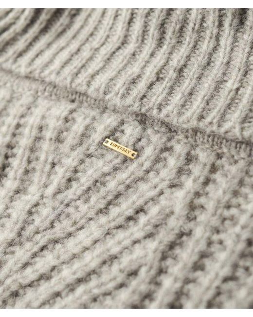 Superdry Gray Brushed Rib Slouch Neck Jumper