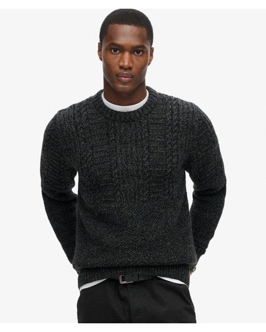 Pull en maille torsadée jacob Superdry pour homme en coloris Black