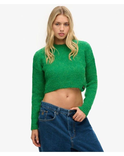 Superdry Green & Co Vintage Textured Crop Knit Jumper