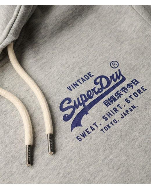 Sweat à capuche classique vintage logo Superdry pour homme en coloris Gray
