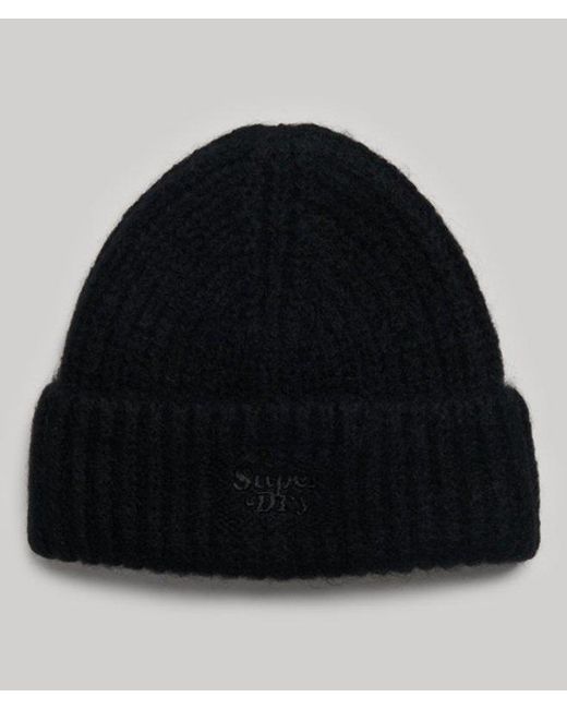Superdry Black & Co Rib Knit Beanie Hat