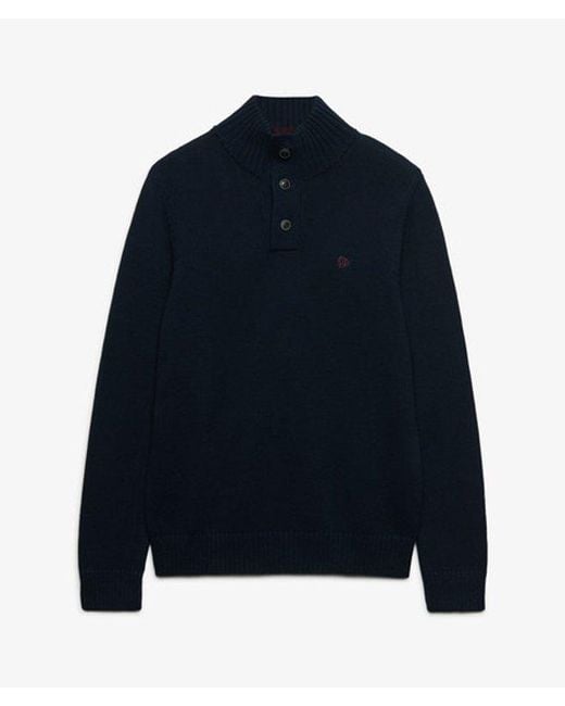 Superdry Blue & Co Cotton Button Henley Jumper for men