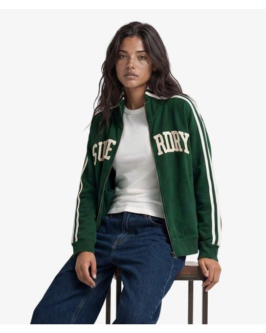 Superdry Green & Co Athletic Essentials Applique Loose Zip Track Top
