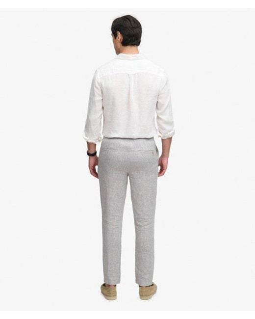 Superdry White Merchant Linen Pants for men