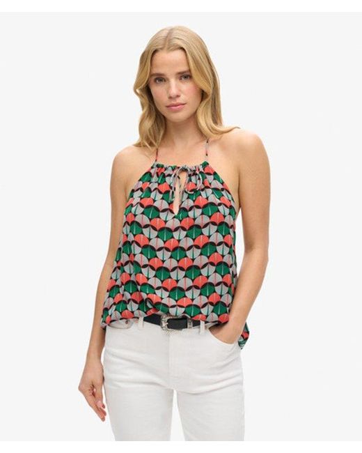 Superdry Beach Haltertop Met Print in het Orange