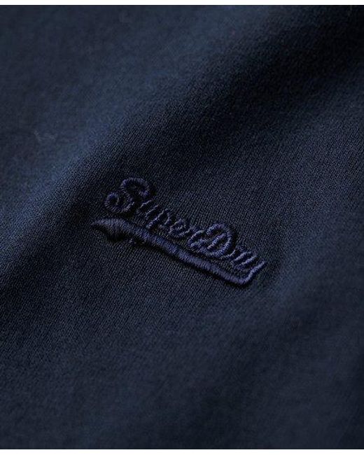 Superdry Blue Organic Cotton Vintage Logo Embroidered Henley Top for men