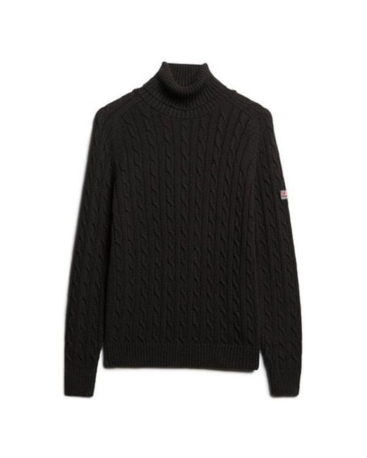Pull ample torsadé à col roulé Superdry en coloris Black
