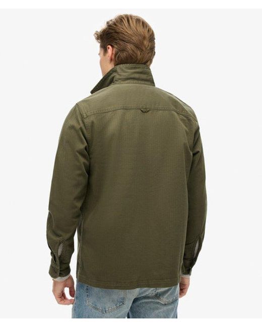 Superdry Green Mens Classic Herringbone The Merchant Store Overshirt for men