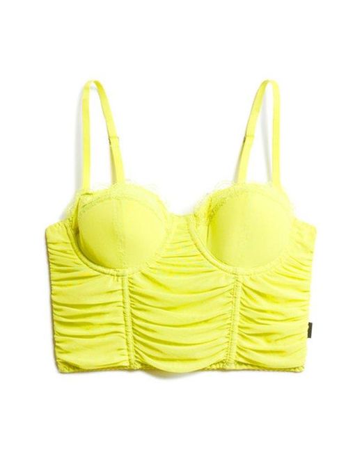 Superdry Green & Co Ruched Mesh Crop Corset Top