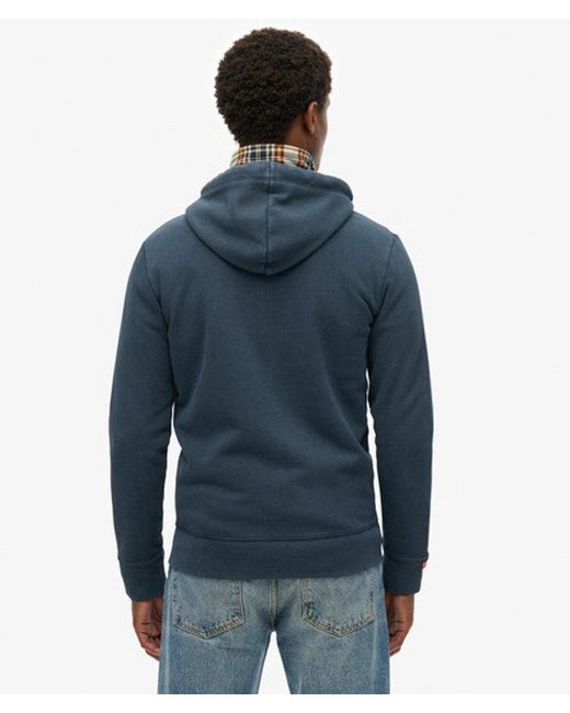 Superdry Blue & Co Vintage Logo Embroidered Zip Hoodie for men