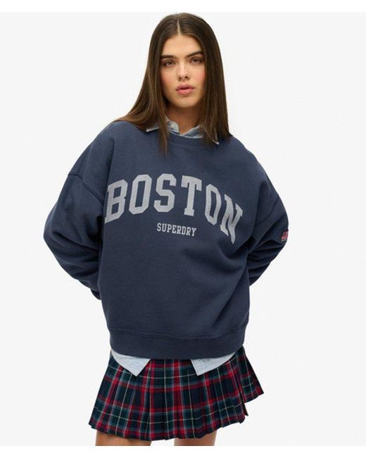 Superdry Blue Athletic Essentials Oversized Crew Sweatshirt