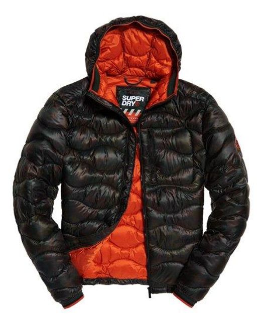 Superdry Black Wave Quilt Jacket Camo Aop for men