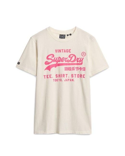 Superdry Pink & Co Neon Vintage Logo Graphic T-shirt for men