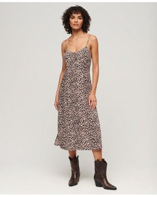 Superdry Natural Printed Button-up Cami Midi Dress