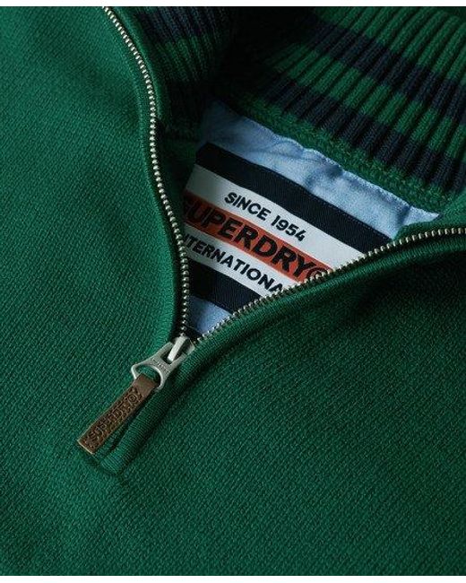 Superdry Green Cotton Classics Knit Henley Jumper for men