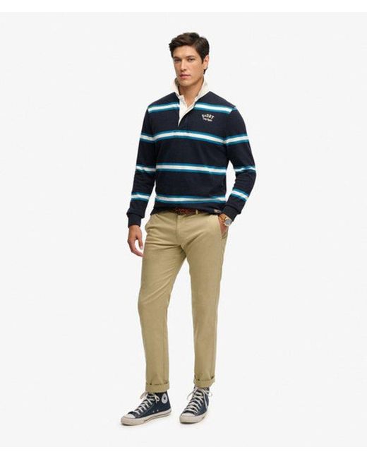 Superdry Blue & Co Vintage Athletic Stripe Rugby Top for men