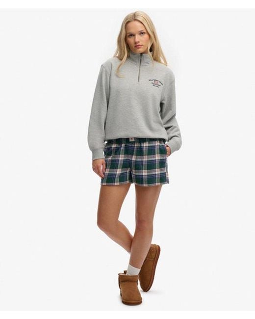 Superdry Green & Co Cotton Check Elastic Shorts