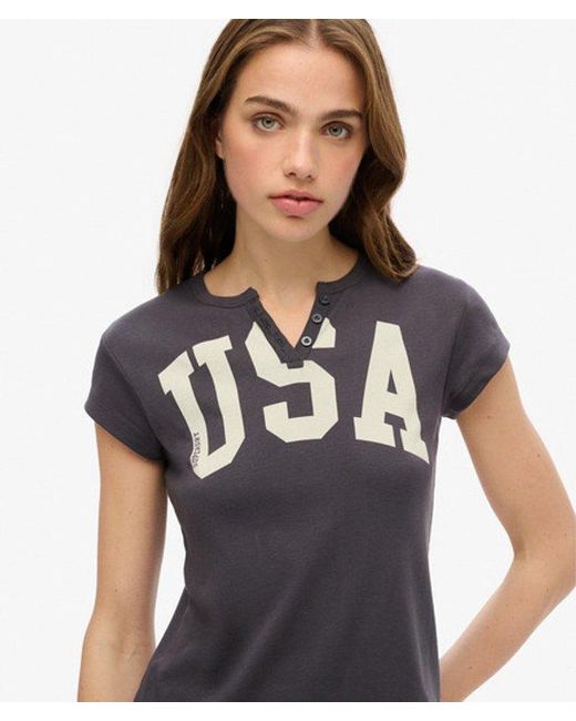 Superdry Black Athletic Essentials Notch Neck Graphic T-Shirt