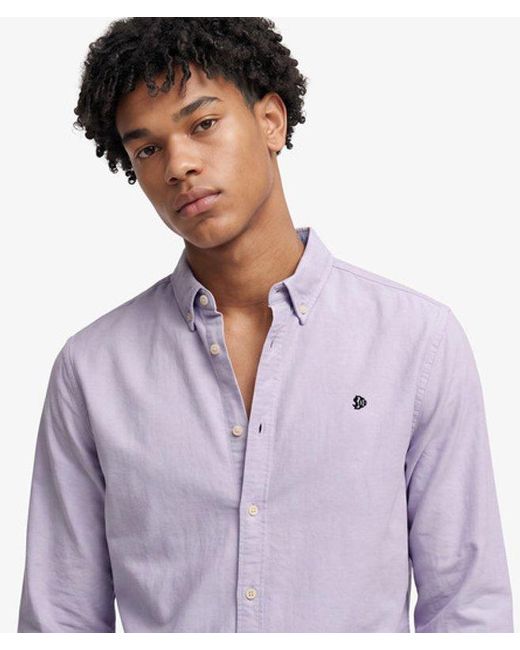Superdry Purple & Co Preppy Oxford Long Sleeve Shirt for men