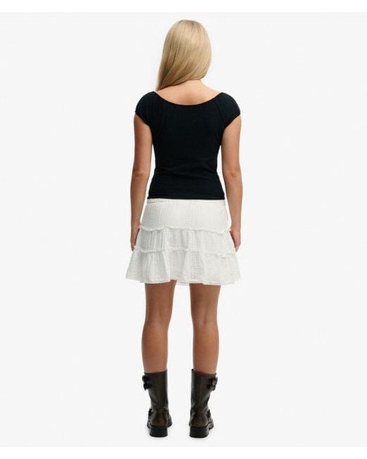 Superdry White & Co Cheesecloth Tiered Mini Skirt