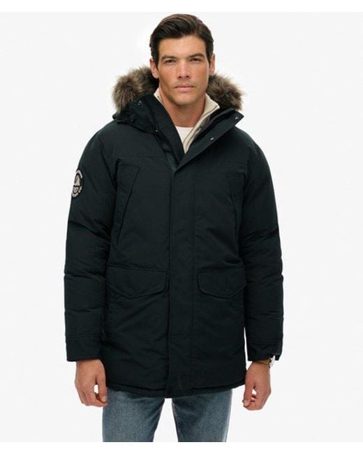 Superdry Black & Co Everest Faux Fur Parka Jacket for men