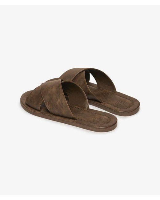 Superdry Brown & Co Vintage Cross Strap Slides for men