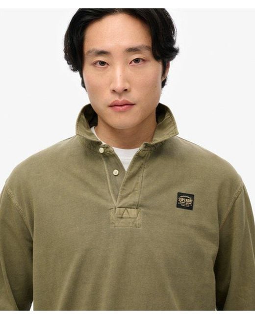 Superdry Green & Co Long Sleeved Contrast Stitch Rugby Shirt for men