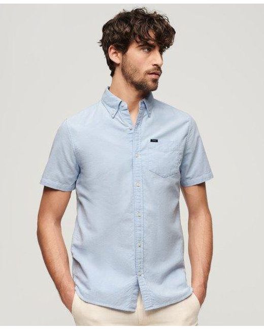 Superdry Blue Oxford Short Sleeve Shirt for men