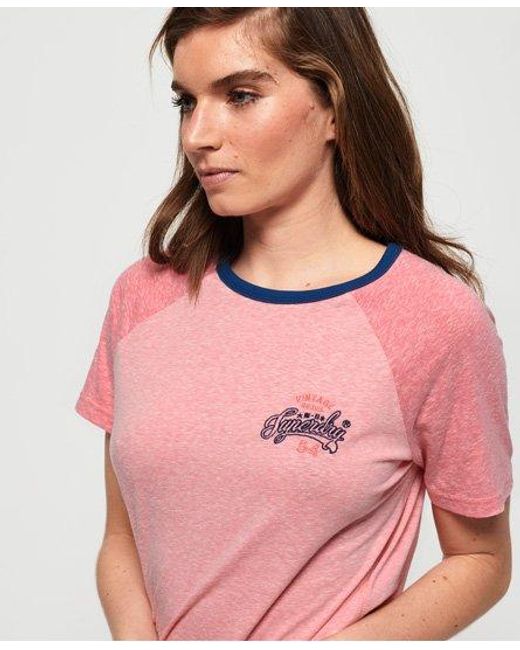 Superdry Pink 54 Goods Raglan T-Shirt Flamingo Snowy/Sun Kissed Coral Snowy
