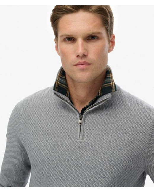 Homme Pull Texturé En Coton À Col Camionneur Taille Superdry pour homme en coloris Gray