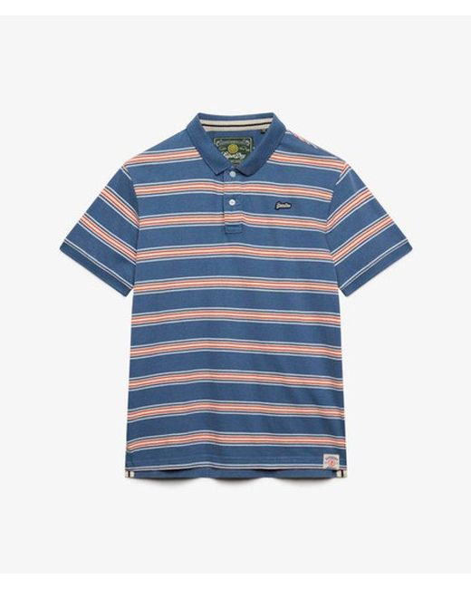 Superdry Blue & Co Vintage Stripe Jersey Polo Shirt for men