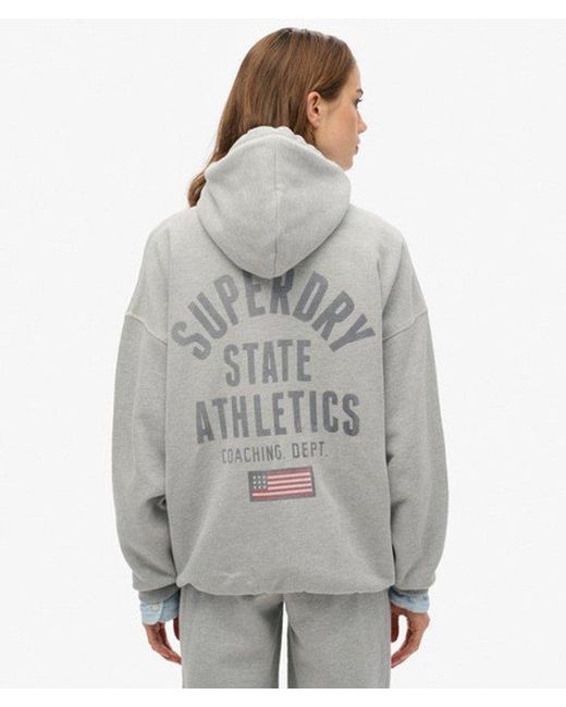 Superdry Gray & Co Athletic Essential Oversized Zip Hoodie