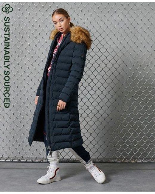 superdry arctic long puffer coat black