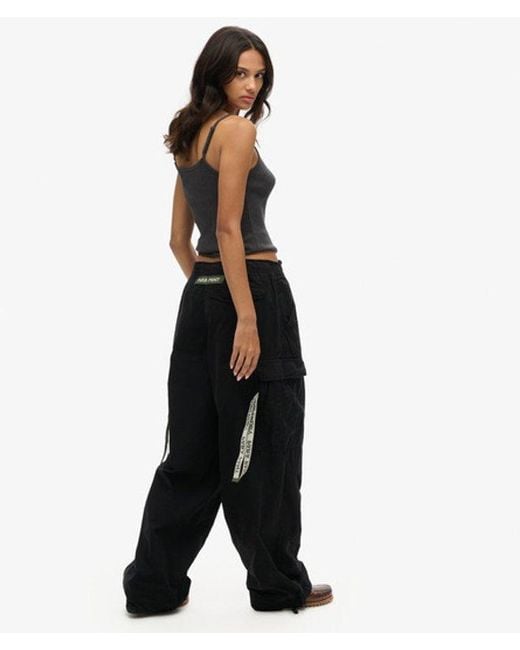 Superdry Black & Co baggy Parachute Pants