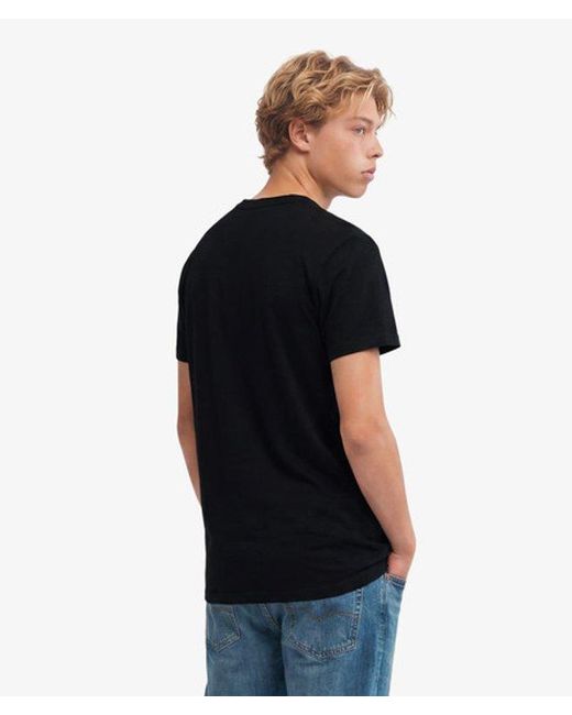 Superdry Black & Co Essential Serif Logo Embroidered T-shirt for men