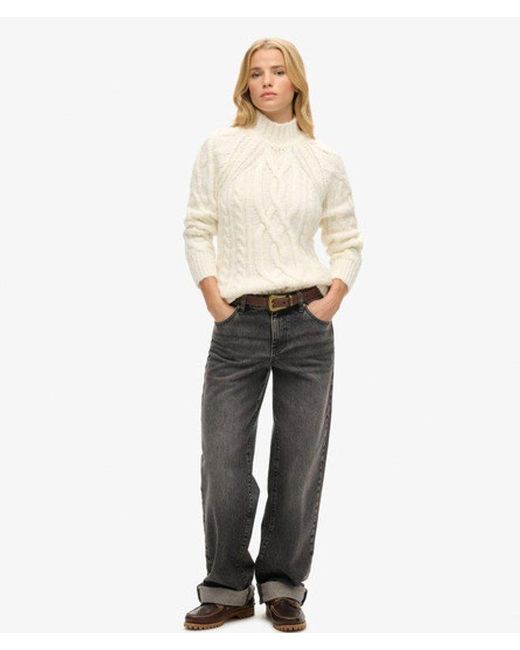 Superdry White & Co Loose Fit Cable Knit High Neck Jumper
