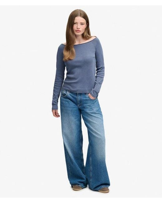 Superdry Blue & Co Bardot Off Shoulder Top