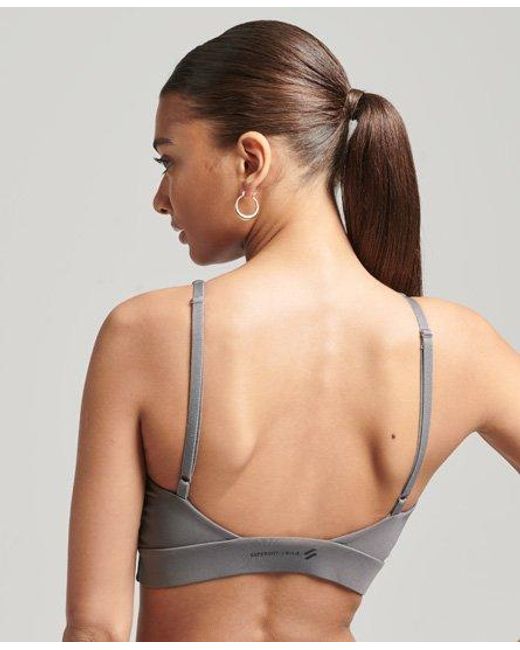 Superdry Gray Sport Flex Open Back Crop Top Rock