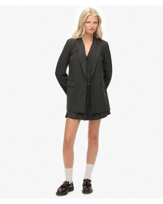 Superdry Gray & Co Pinstripe Boyfriend Blazer