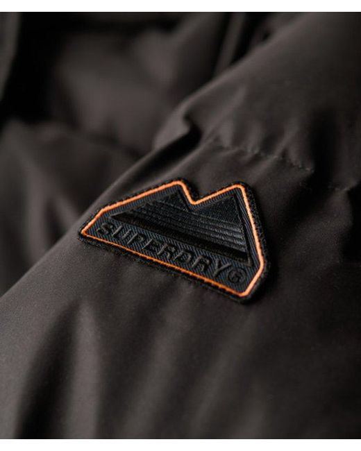 Superdry Black Classic Microfibre Longline Puffer Coat
