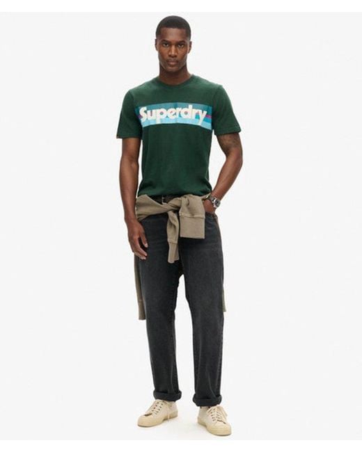 Superdry Green & Co Retro Stripe Logo T-shirt for men